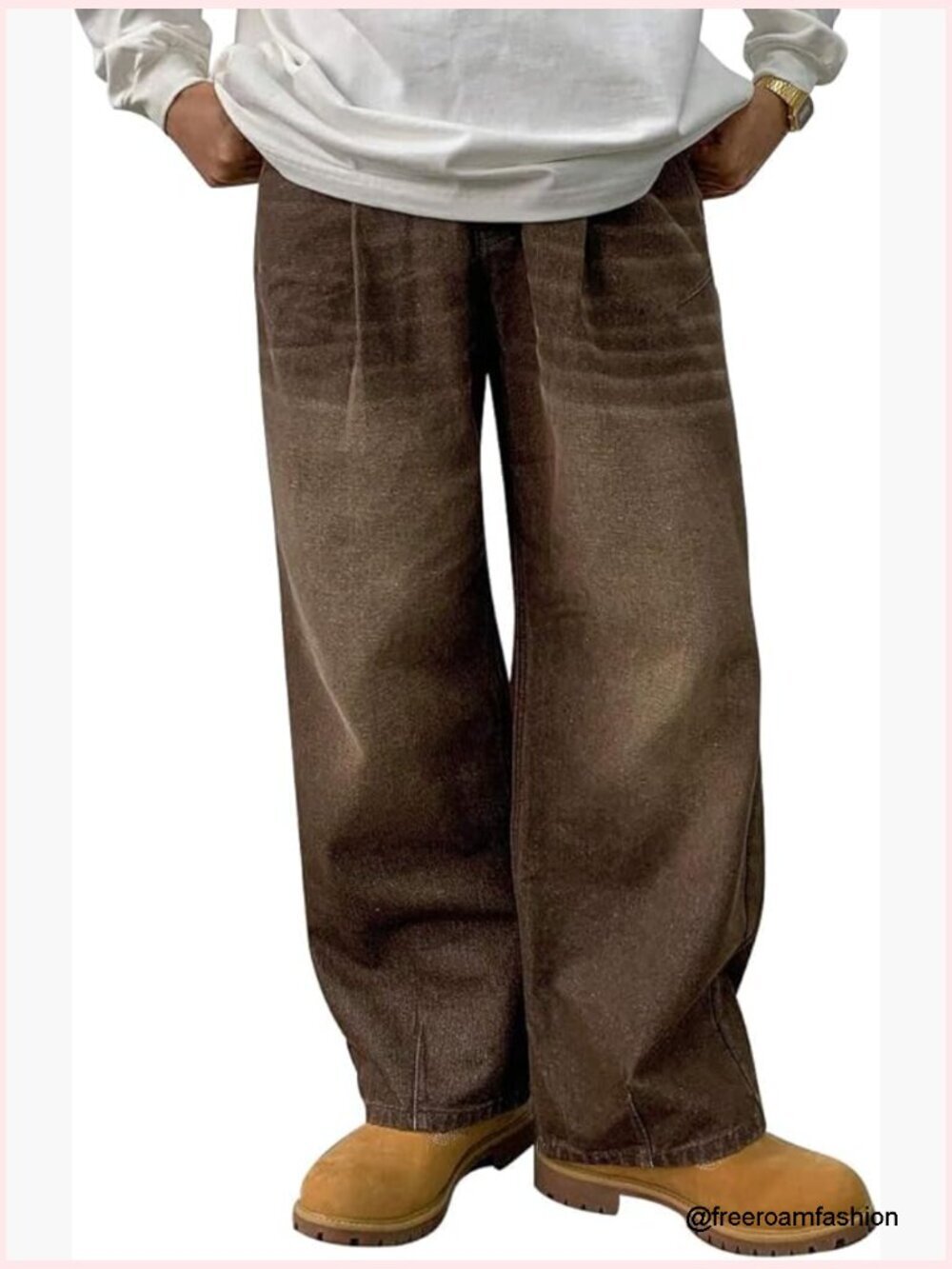 Mens Y2k Baggy Jeans Vintage Wide Leg Loose Fit Denim Pants